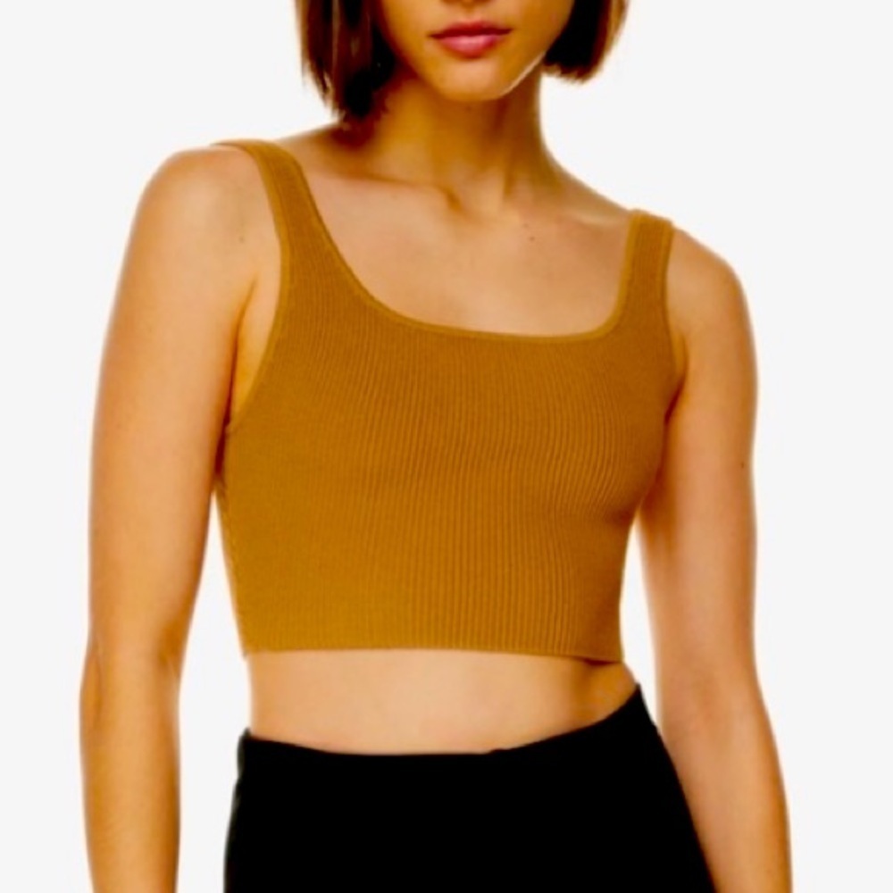 🆕 Banana Republic | Ribbed Square Neck Cropped Tank in Brown Size Large